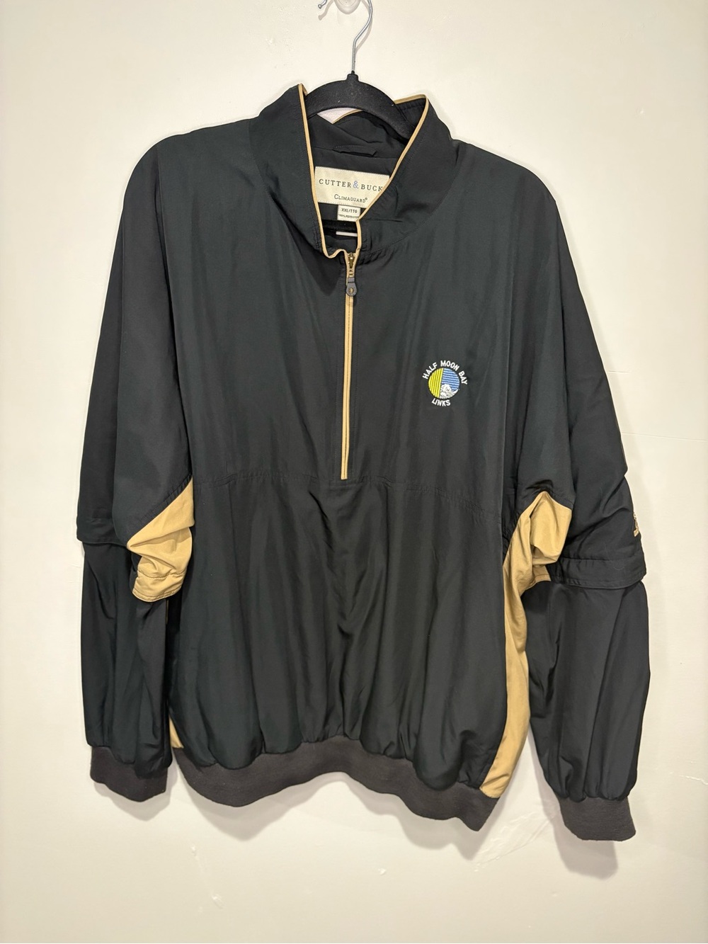 VTG Cutter & Buck Windbreaker - Black & Tan Pullover - Men's XXL